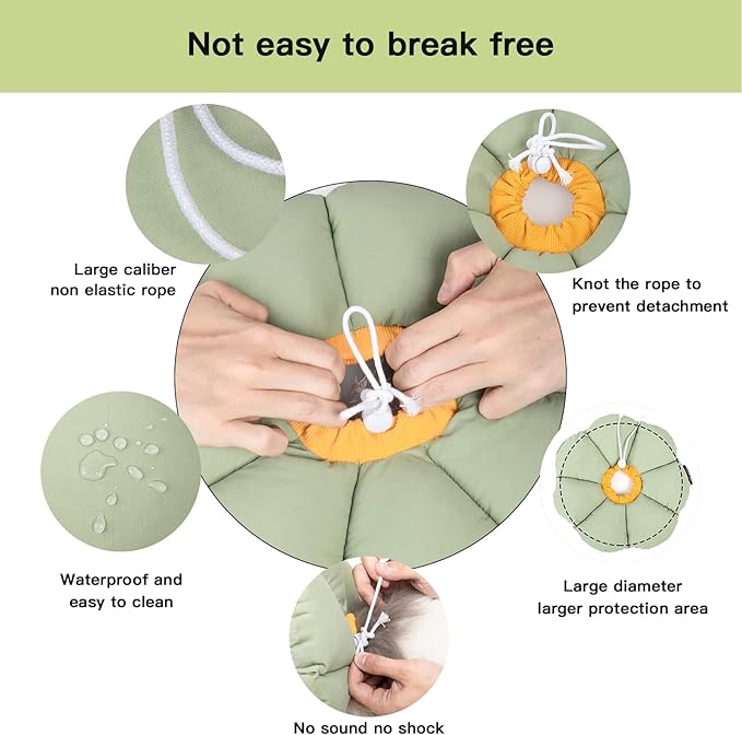 Cat Cone Collar,Cute Waterproof Cat Recovery Collar,Anti-Bite Lick Wound Healing Safety Elizabethan e Collar for Cats,Green Flower All-Season Style