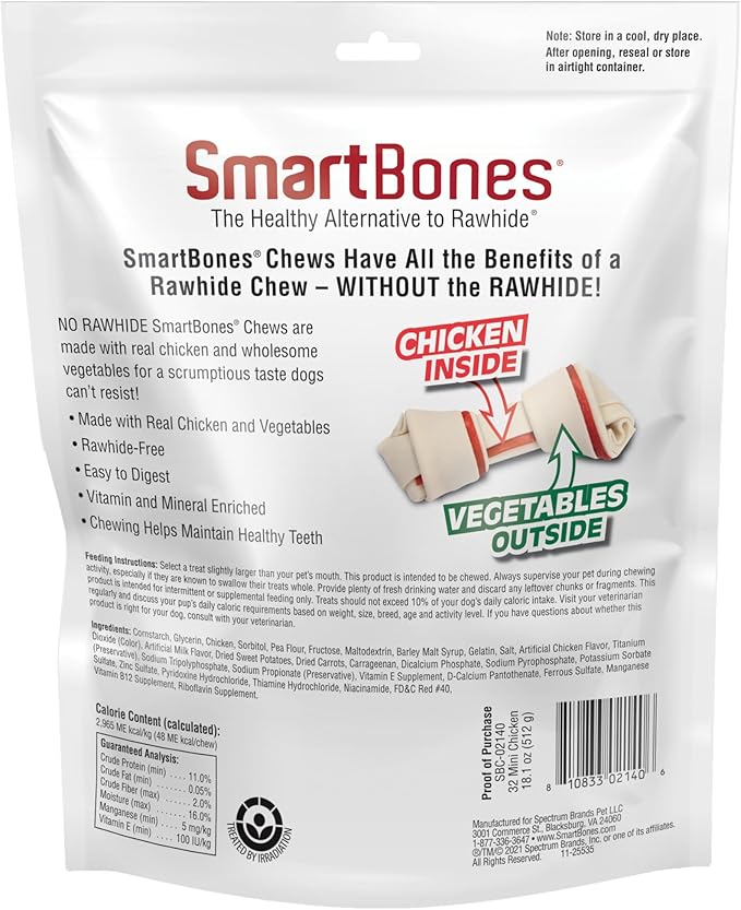 SmartBones Mini Chews with Real Chicken 32 Count, Rawhide-Free Chews for Dogs
