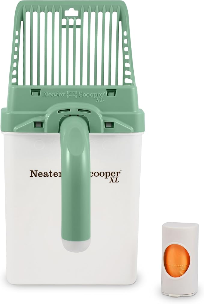 Neater Pet Brands Neater Scooper XL Cat Litter Scoop, 15 Refill Bags – Extra-Large Capacity Mess-Free Cat Litter Scooper with Bag for Large & Multiple Cats, Spill-Proof Litter Box Scooper with Holder