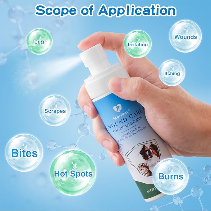 Pet Wound Care,Gentle Formula Wound Spray for Pets, Helps with Rashes,Itching,Skin Irritations, Hot Spots,Bites, Non-irritating for Relief & Treatment,Safe for Dogs&Cats,4.06OZ