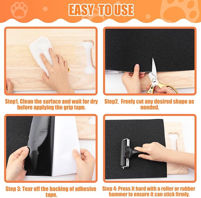 6 PCS Pet Nail Self Adhesive Replacement Emery Paper Fits Most Dog Scratch Pad Cat Litter Box DIY on The Places Where Pets Like to Scratch (10in*17.7in, White)