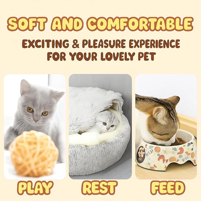 Nest Bed - Lapcatz Cat Beds for Indoor Cats, Fluffy Cat Bed Cave Plush Warm Nest for Cats (Storm,S 16"x16")