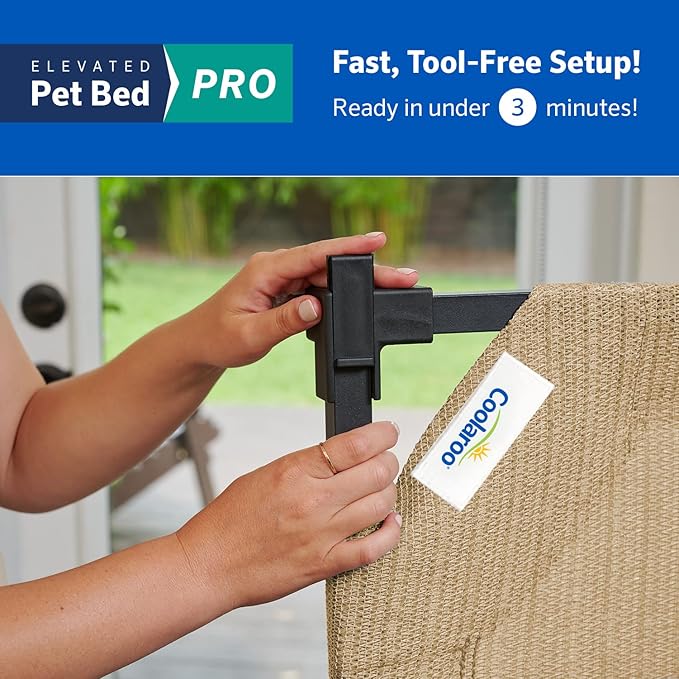 Coolaroo Pro Elevated Dog Bed - Low-Profile Access, Moisture-Resistant Cover, Breathable Fabric & Tool-Free Setup, Nutmeg, Standard
