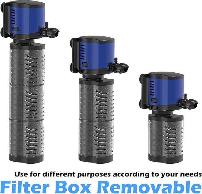 TARARIUM Aquarium Filter Powerful 260GPH for 35-75 Gallon Fish Tank Small Pond Fountain, Wave-Maker Submersible Water Pump Turtle Tank Filter for Saltwater & Freshwater System
