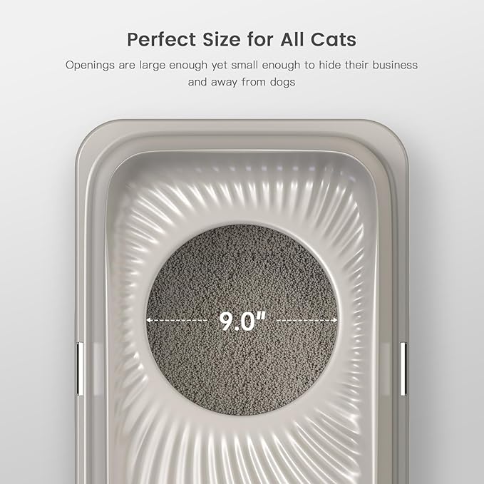 Stainless Steel Cat Litter Box, XL Top Entry Litter Box for Big Cats, Enclosed Large Cat Box with High Wall, Metal Cat Litter Pan Never Absorbs Odors, Easily Cleaning, Include Scoop