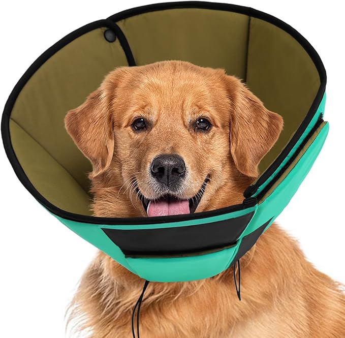 Soft Dog Cone for Large Dogs, Cone for Dogs to Stop Licking, Breathable Pet Surgery Collar Cone for Extra-Large Pets, Green XL