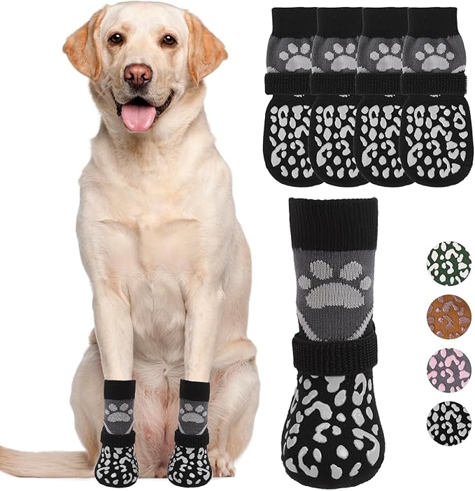 KOOLTAIL Dog Socks for Hot/Cold Pavement to Prevent Licking Paws Scratching,Anti Slip Pet Boots&Paw Protector for Hardwood Floors,Traction Control Grip Booties for Small Medium Large Senior Dogs L