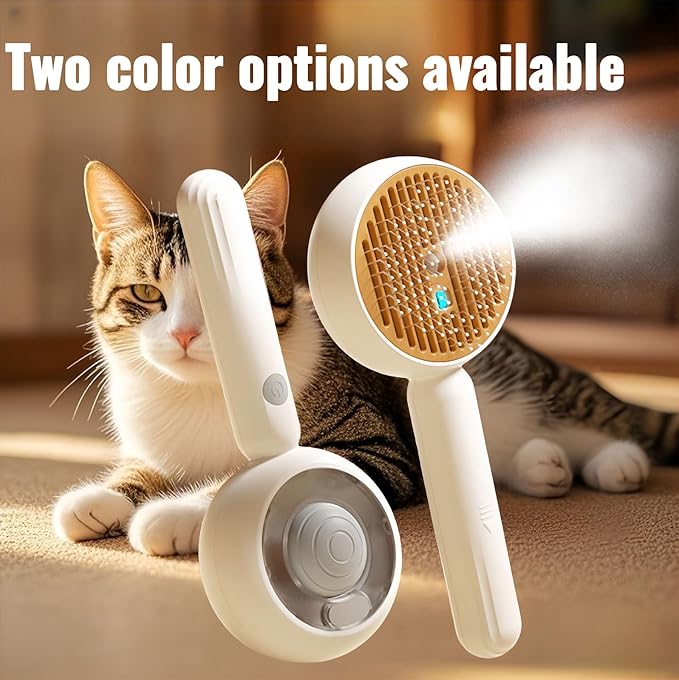 Cat steam brush for indoor cats features blue light technology,combining a dog steam brushes,ideal for the pets steam brushes for dogs and cats,and pet spray hair removal comb user BROWN