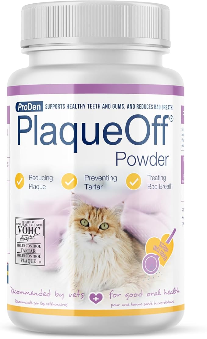 ProDen PlaqueOff Powder for Cats - Plaque & Tartar Reducer, Breath Freshener, Feline Oral Care - 40g