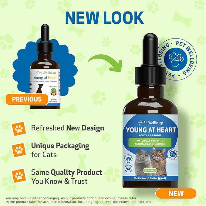 Pet Wellbeing Young at Heart for Cats - Heart Health, Circulatory & Cardiovascular System, Hawthorn, Motherwort, Schisandra - Veterinarian-Formulated Herbal Supplement 2 fl oz (59 ml)