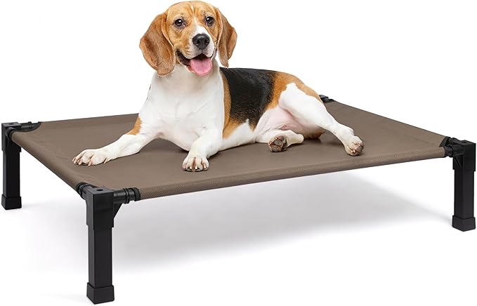 Heeyoo Elevated Dog Bed, Cooling Raised Pet Cot with Chew Proof Washable Breathable Mesh and Metal Frame, Portable Dog Cot Bed with No-Slip Feet for Outdoor or Indoor Use