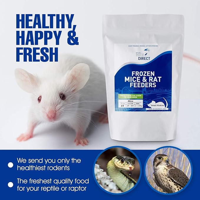 MiceDirect- 50 Rat Weanlings- Fresh Fast Frozen Food Feeders for SubAdult Ball Python Red Tail Boa Monitor Lizard Birds of Prey Pet Reptiles