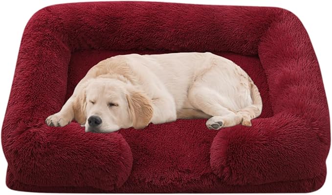 Dog Beds Large Sized Dog Orthopedic, Sofa Dog Bed with Waterproof Lining and Nonskid Bottom, Rectangle Washable Dog Bed for Medium Small Dogs and Cats Comfortable (Color : Red, Size : 43 x 27)
