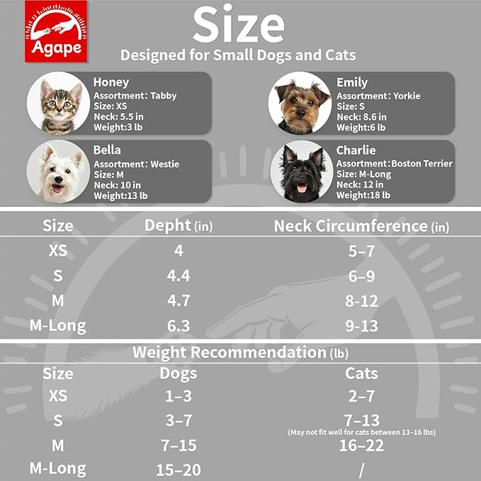Agape Soft Dog Cone for Small Dogs & Cats, Comfy Dogs Recovery Collar After Surgery, Adjustable E Collar Alternative to Stop Licking, Protective Elizabethan Collars for Pup, Comfortable Dog Cones
