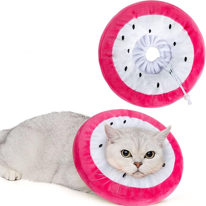 ANWA Adjustable Cat Cone Collar Soft, Cute Cat Donut Collar After Surgery, Kitten Recovery Cones to Stop Licking