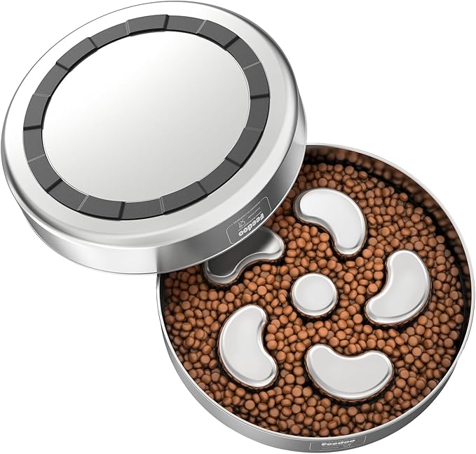 Slow Feeder Dog Bowl, Double Wall Food-Grade Stainless Steel, Heavy Duty with Non-Slip Rubber Base, 2.5Cups Capacity for Medium Large Dogs to Slow Down Eating