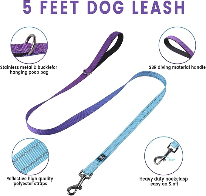 Roses&Poetry Dog Harness Large Breed, Adjustable No Pull Vest Harness and Leash Set, Reflective Puppy Harnesses with Comfort Padded Handle for Pet Training Outdoor Walking（Gsky-XL