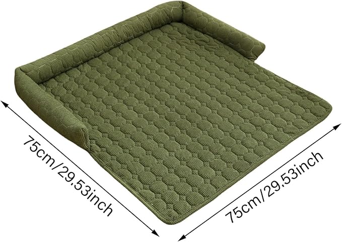 Pet Couch Covers for Sofa, 29" L × 29" W Calming Dog Bed Fluffy Dog Plush Mat for Furniture Protector with Bolster, Washable Removable Couch Cover for Small, Medium, Large Dogs and Cats (Coffee)