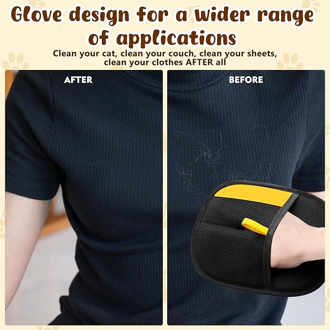 2PCS Pet Hair Removal Glove, 2025 New Upgrade Efficient Grooming Gloves for Pet Hair, Pet Hair Removal Tool for Cats & Dogs, Reusable Cat & Dog Hair Remover for Couch, Furniture, Carpet, Curtain