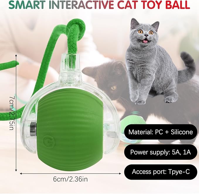 Interactive Cat Toys for Indoor Cats, 360° Smart Rolling Cats Toys, Self Rolling Interactive Cat Dog Ball, Electric Moving Peppy Pet Ball Toy, Dog Toys to Keep Them Busy (3 Pcs)