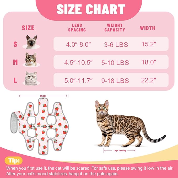 Supet Cat Grooming Hammock, Self-Adhesive Cat Nail Clipper Hammock, Soft Fabric Cat Wrap for Cutting Nails, Quickly Calm Down for Medicine, Teeth Brushing, Ear Cleaning