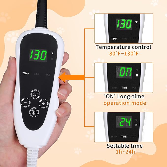 Cat Heating Pad, 17×13 In Heated Cat Bed With Intelligent Constant Temperature Switch, PVC Waterproof With Metal Protective Tube Puppy Whelping Supplies, Comes With a Plush Cotton Sleeve-Apricot