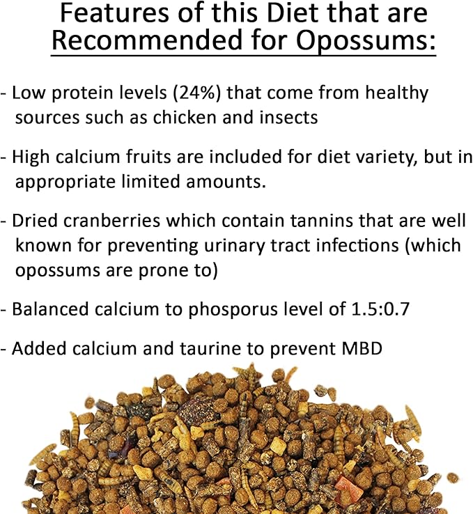 Exotic Nutrition Opossum Complete - Nutritionally Complete Healthy Pellet Diet - Food for Short-Tailed & Virginia Opossums (15 lb.)