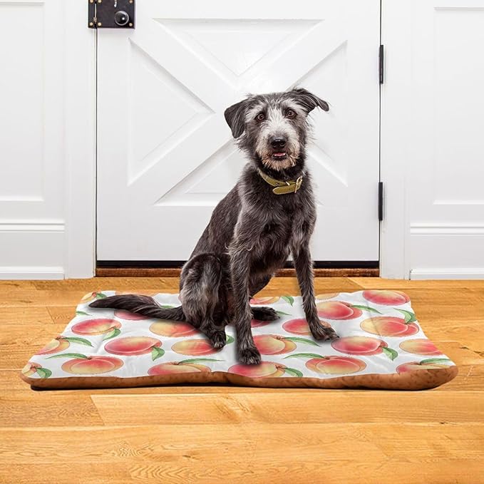 Emelivor Pink Peaches White Dog Cat Bed Washable Crate Pet Bed Anti-Slip Comfortable Breathable Crate Kennel Pad for Indoor Small Medium Large Dogs,36x24in