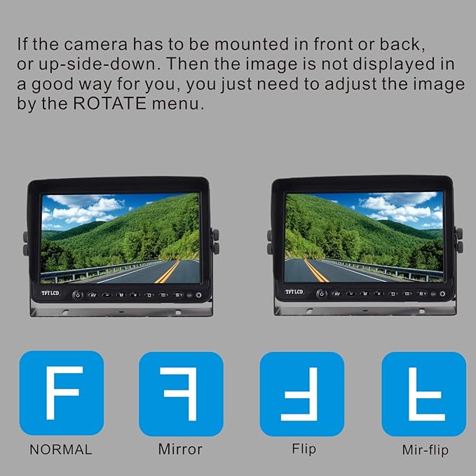 AHD 1080P 7" Reverse Rear View Backup Camera System, Camera with Night Vision Waterproof IP69K Vibration-Proof 10G for Tractor/Truck/Bus/Motorhome/Excavator/Caravan/Skid Steer/Harvester