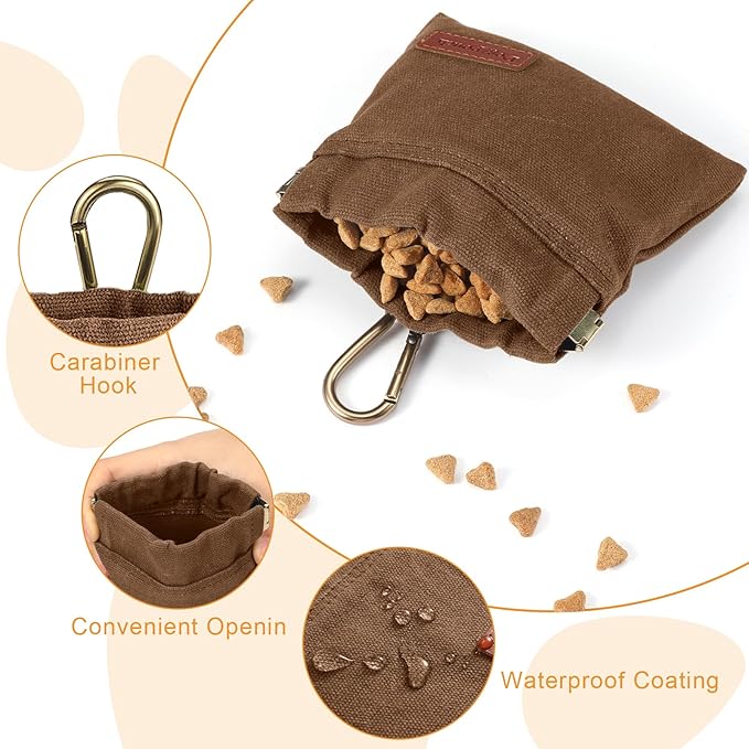 2PC Dog Treat Pouch,Dog Training Treat Reward Bag,Portable Puppy Hand Free Dog Walking Bag,Auto Closing Dog Food Dispenser,Behavior Aids for Puppy Travel or Outdoor(Green+Grey)