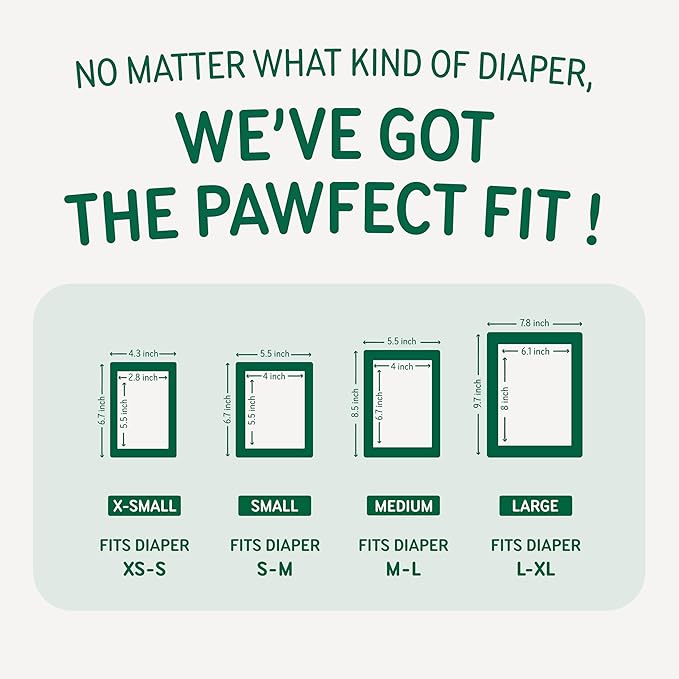 Disposable Dog Diaper Liners Booster Pads for Male & Female Dogs, 100ct, 4 Sizes Options, Doggie Diaper Inserts fit Most Types of Dog Diapers - Pet Belly Bands & Male Wraps (Large (100 ct))