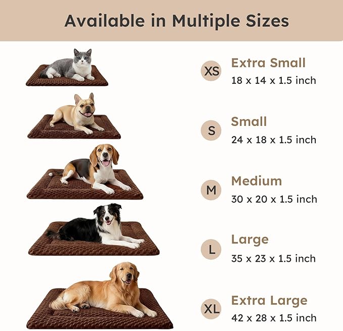 Dog Bed Mat, Dual-Sided Dog Crate Bed Mat - Ultra Soft & Machine Washable Kennel Pad for Large Dogs, All-Season Comfort Pet Bed for Crates, Travel, and Home, Brown, 35 x 23 Inch