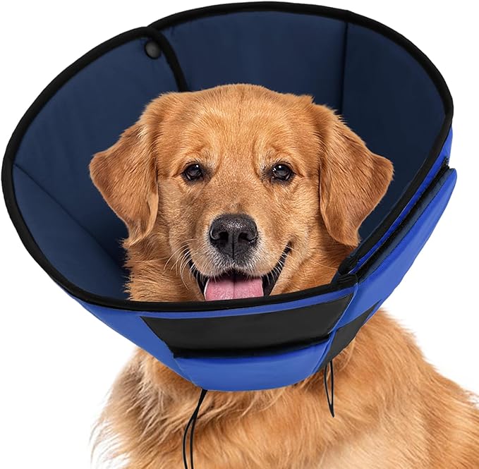 Soft Dog Cone for Large Dogs, Cone for Dogs to Stop Licking, Breathable Pet Surgery Collar Cone for Extra-Large Pets, Blue XL