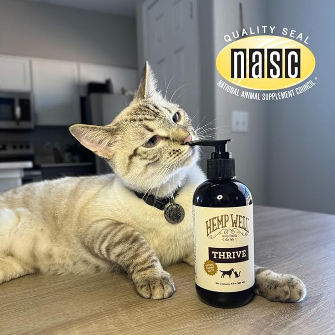 Hemp Well Thrive Oil for Dogs and Cats – Supports Hip, Joint, and Heart Health, Promotes Immune System, and Promotes Healthy Skin from Seasonal Allergies, Organically Sourced - 8 Ounces