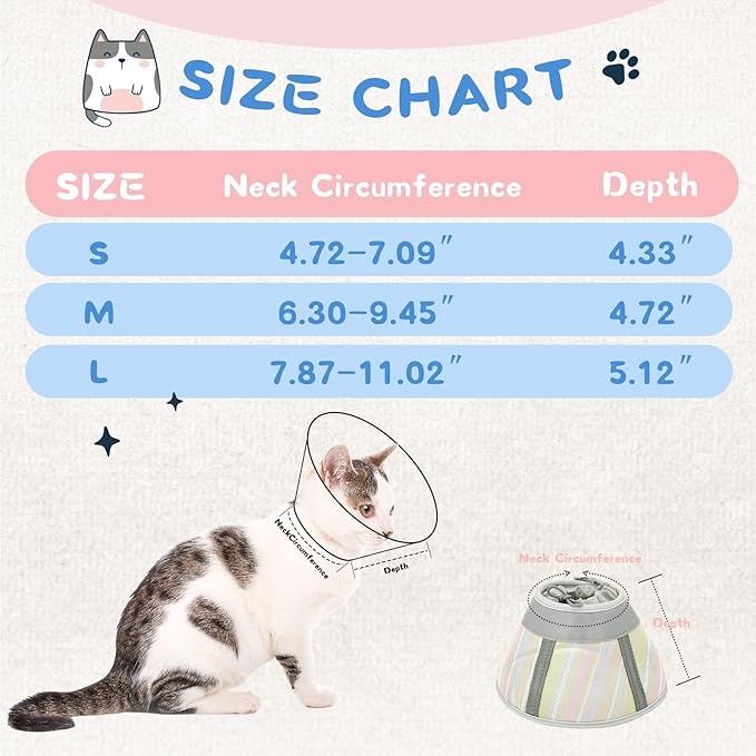 Supet Soft Air Mesh Cat Recovery Cone Alternative for Small Kittens, Lightweight Anti Scratch Head Cone