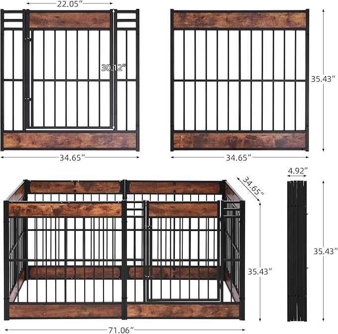 Dog Playpen, 35.4" Height Dog Pen Indoor, Heavy Duty, Safe and Sturdy, Furniture Style Puppy Pen