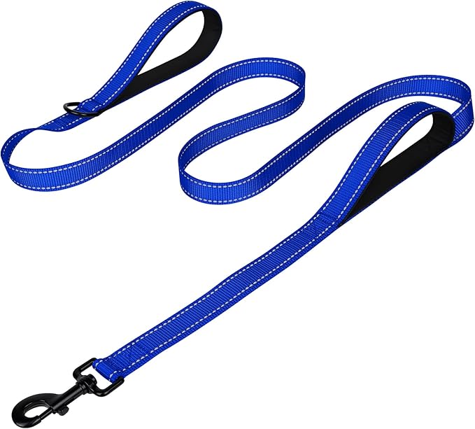 Joytale Dog Leash Heavy Duty for Large Dogs that Pull, Double Handle for Traffic Control, Double-Sided Reflective Leashes for Large Medium Dogs Night Safety, 4FT, Royal Blue