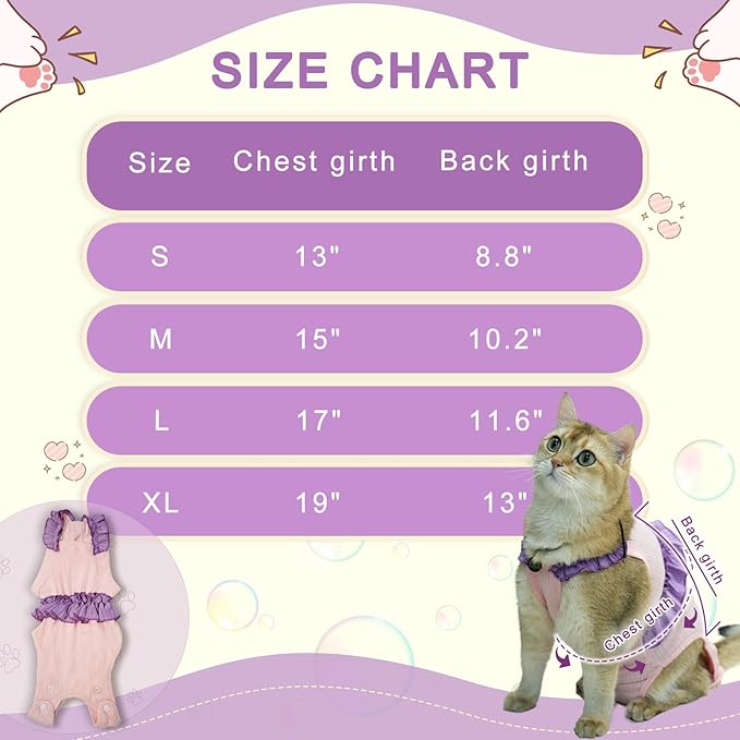 Cat Recovery Suit,Kitten Onesie After Surgery,E-Collar Alternative for Abdominal Wound and Skin Diseases,Soft Breathable Bodysuit After Spay（Blue-XL）