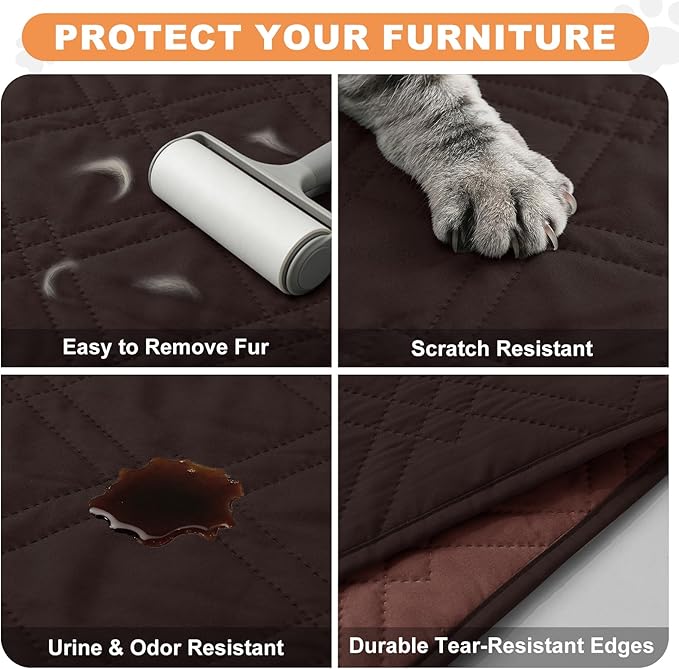 100% Waterproof Dog Couch Protector, Triple-Layer Waterproof Dog Bed Cover Pet Blanket Reversible 2-Tone Sofa Shield, Non-Slip Furniture Guard for Pets(30×71 Inch, Chocolate+Coffee)
