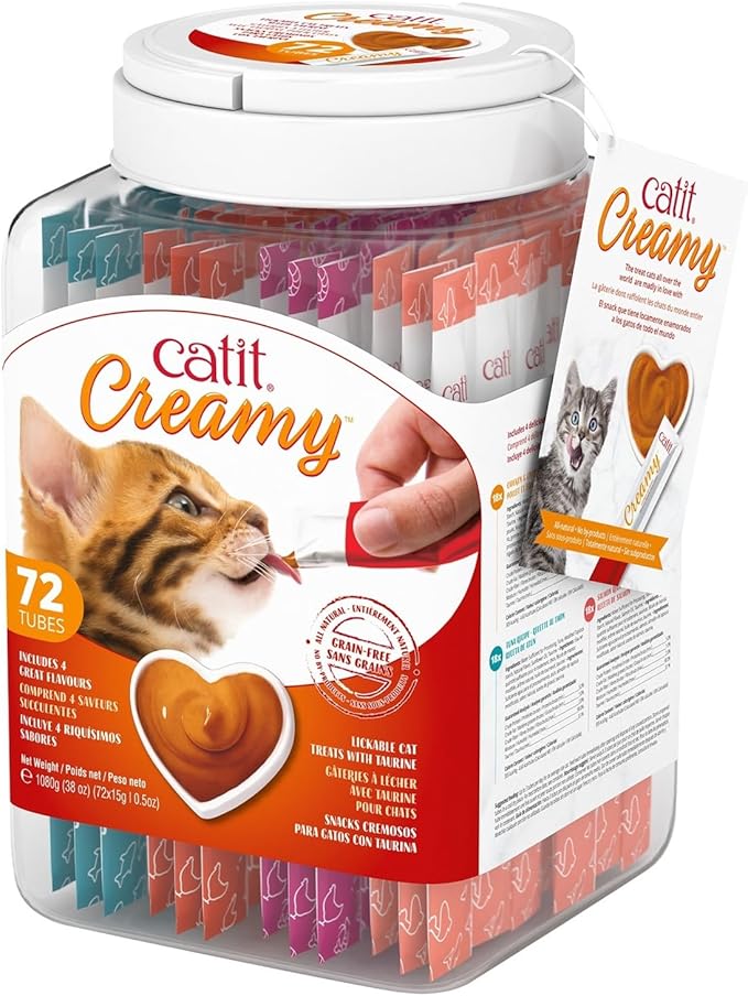 Catit Creamy Lickable Cat Treat – Hydrating and Healthy Treat for Cats of All Ages - Assortment, 72-Pack