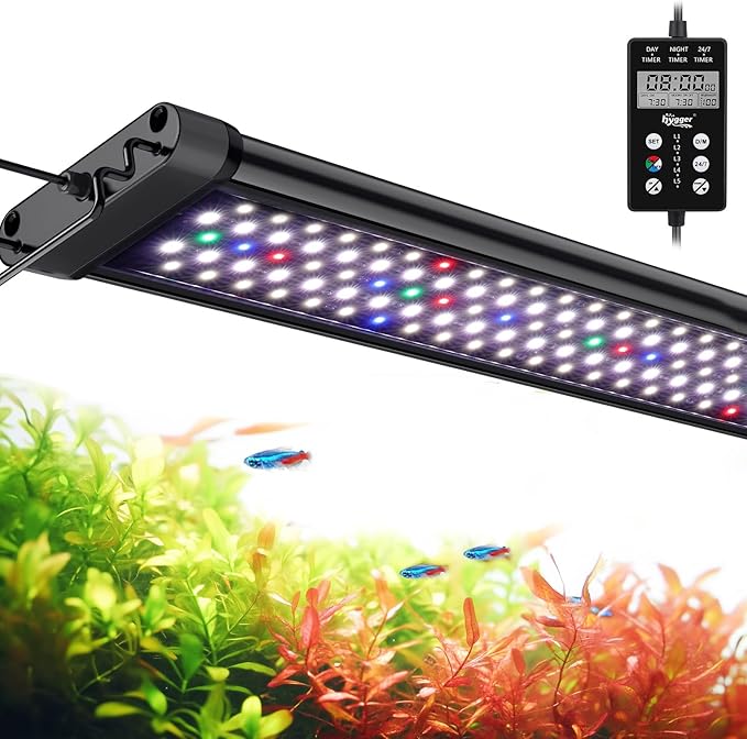 hygger Custom LED Aquarium Light,Daylight-Moonlight & 24/7 Mode, Adjustable Brightness 8 Colors Full Spectrum Fish Tank Light for 36-42 Inches Freshwater Planted Tank Auto On Off Ramp Up Down