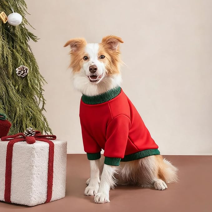 Custom Dog Hoodie, Personalized Sweatshirt with Photo Text Name Logo, Customized Hooded Sweater for Small Medium Large Dogs & Cats (Red + Green Sleeves, XXX-Large)