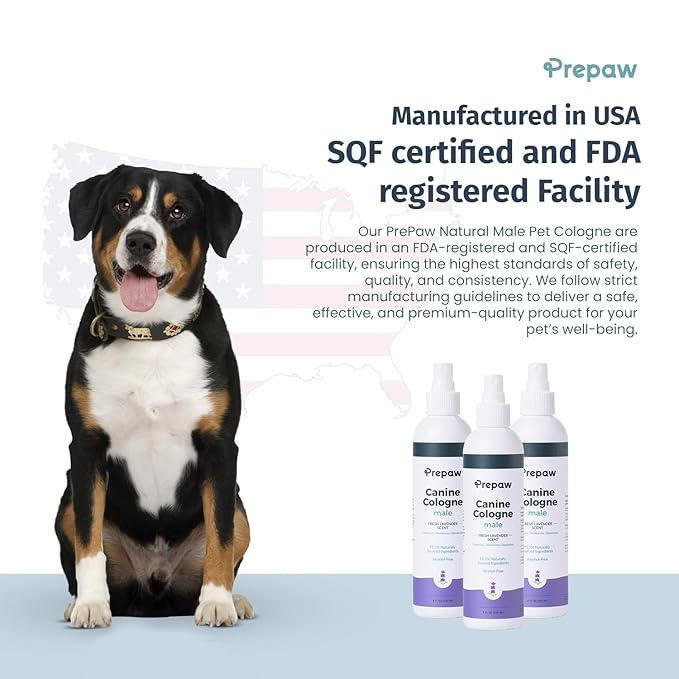 Luxury Male Pet Cologne - Fresh Lavender Scent, 3-in-1 Formula Conditions & Moisturizes, Made with 94% Natural Ingredients, Long Lasting Fragrance, Safe & Easy to Use | 8 fl oz