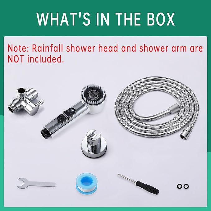 3 Mode Dog Shower Attachment, High Pressure Handheld Sprayer with ON/OFF Switch, G1/2" Metal Shower Diverter, 100 Inches Stainless Steel Hose, No Drill Hook, for Indoor Pet Bathing and Washing