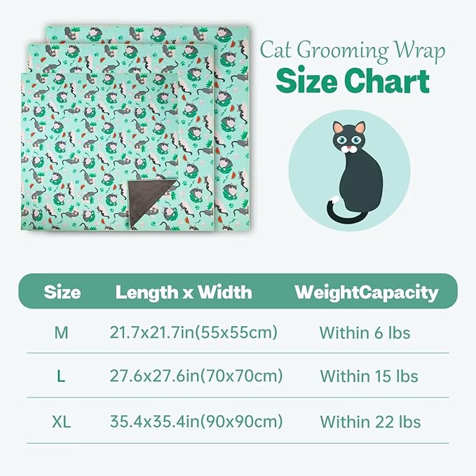 Paw Legend 27.6" Cat Wrap for Grooming Cat Wrap for Cutting Nails Cat Restraint for Nail Clipping Self Adhesive Blanket Restraint Cloth for Cats Within 15lbs