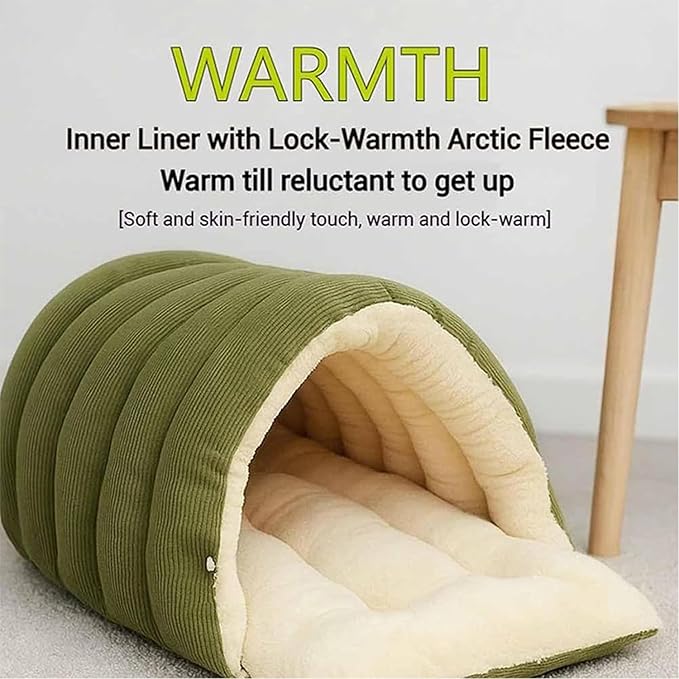 Expectation Cat Bed, Removable and Washable Winter Closed-Off Cat Bed, Soft Fluffy Warm Autumn/Winter Cats House, Washable Non-Slip Pet Sleeping Bag for Indoor Cats Small Dogs (G,Medium)