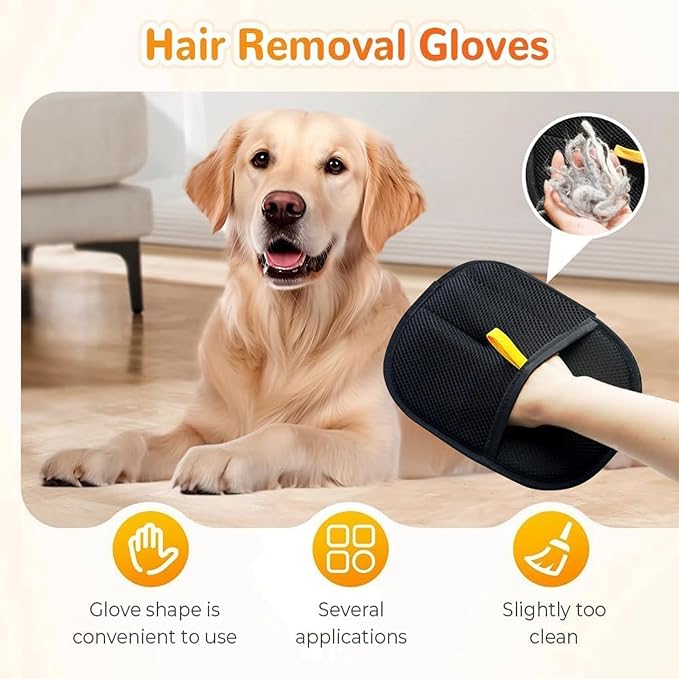 Static Pet Hair Removal Glove for Cats & Dogs, Efficient Grooming Gloves for Pet Hair, Cat Grooming Gloves for Hair Removal