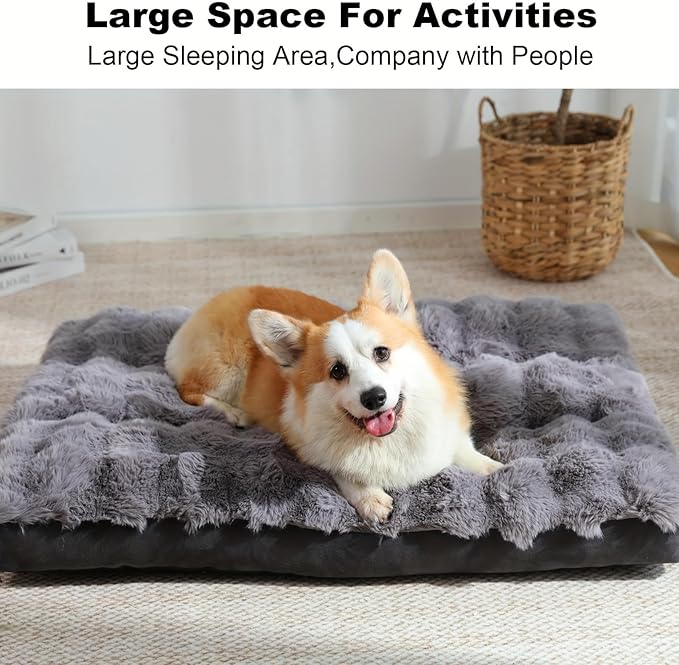 Dog Beds for Extra Large Dogs, Soft Plush Faux Fur Fluffy Dog Mat with Removable Washable Cover & Anti-Slip Bottom, Machine Washable (X-Large)
