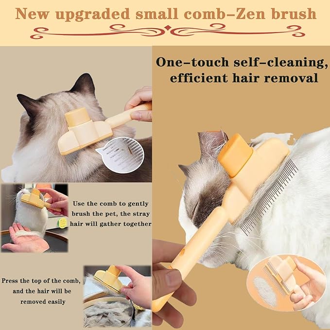 Groompro Deshedding Brush, Dog Brush for Shedding, Zen Brush for Cats,Cat Brushes Dog Brus Pet Hair Removal Tool, Painlessly Remove for Short & Long Hair(L(5.3 inch))