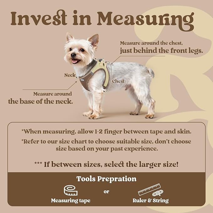rabbitgoo Small Dog Harness, Step-in Soft Mesh Puppy Vest with Safety Buckle, Breathable Reflective Pet Harness for Small Sized Dogs, Brown & Beige S